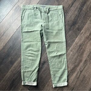 Vince women’s small 100% cotton cuffed pant green soft belt casual effortless